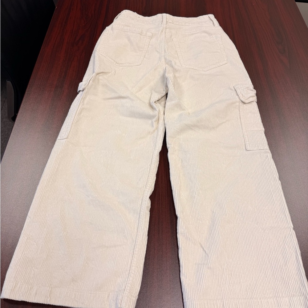 Hollister Women's Cream Wide Leg Corduroy Pants - Picture 5 of 8